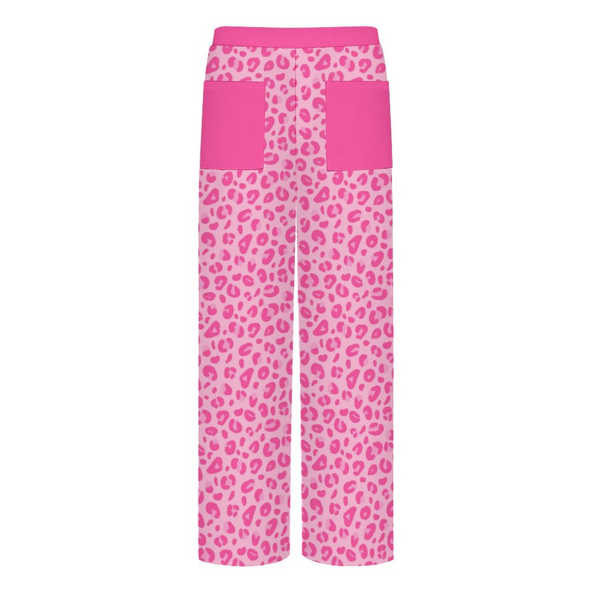 Pink Leopard Print | Women's Straight Wide-Leg Crop Pants