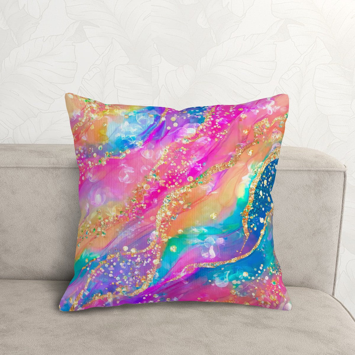 Sparkly Disco Rainbow - Corduroy Throw Pillow Covers with Core (Double-Sided Design)