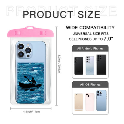 Person in a Canoe Silhouette - Clear Waterproof Phone Pouch Case | PVC