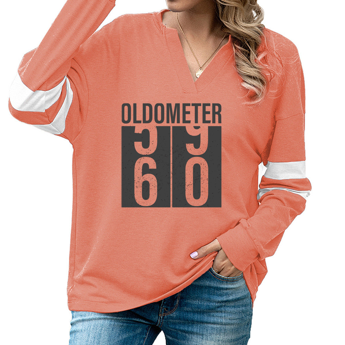 Oldometer 59->60 Fun Women's Casual Loose V-Neck Sweatshirt