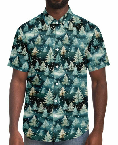 Winter Forest - Short Sleeve Button Down Shirt