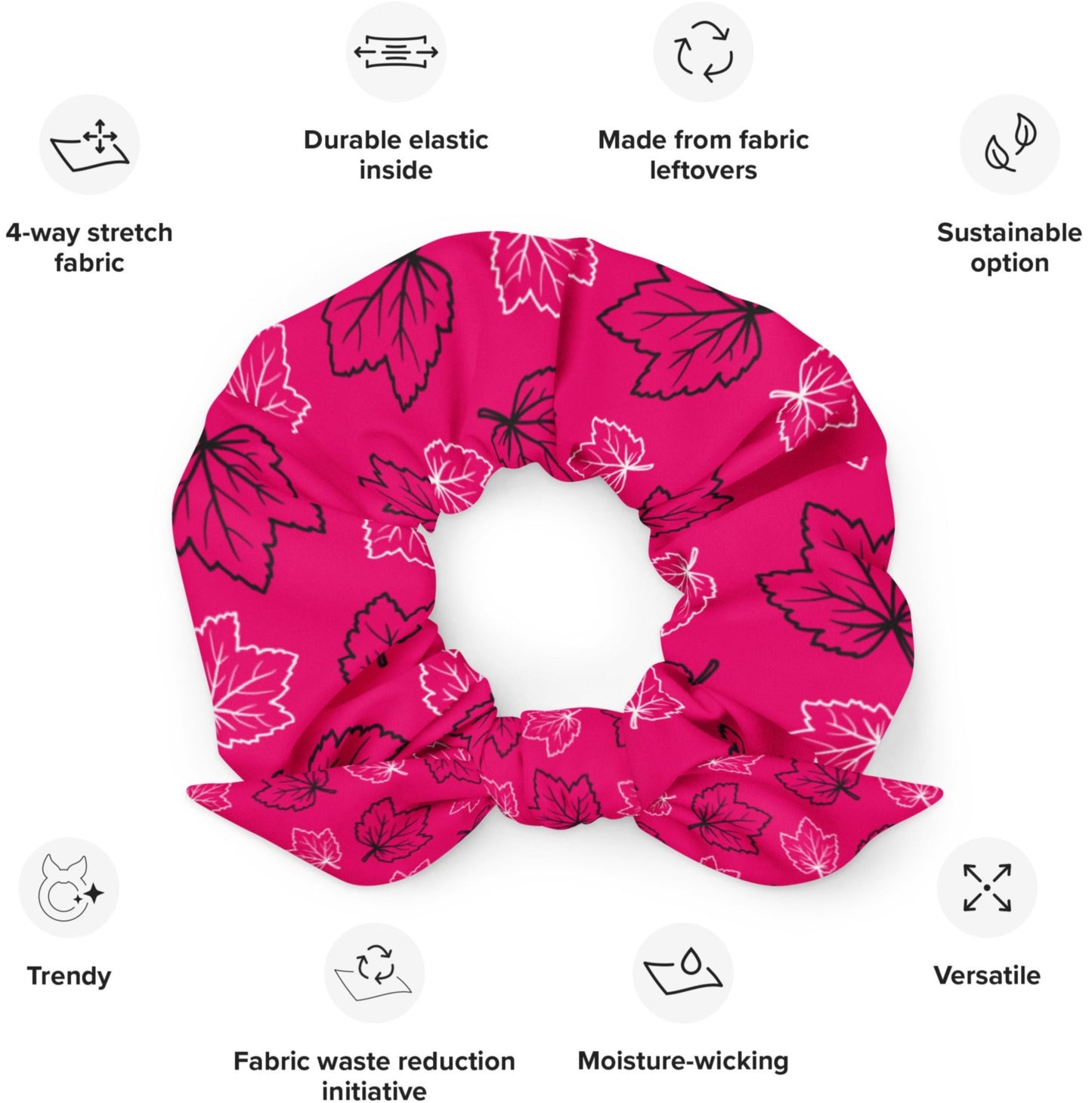 Hot Pink Maple Leaf Scrunchie