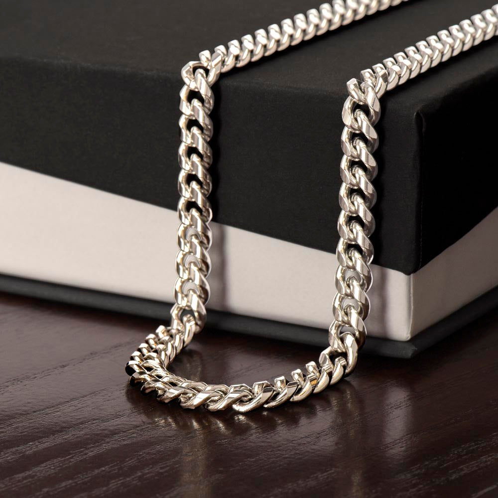 Cuban Link Chain in Polished Stainless Steel or 14K Yellow Gold