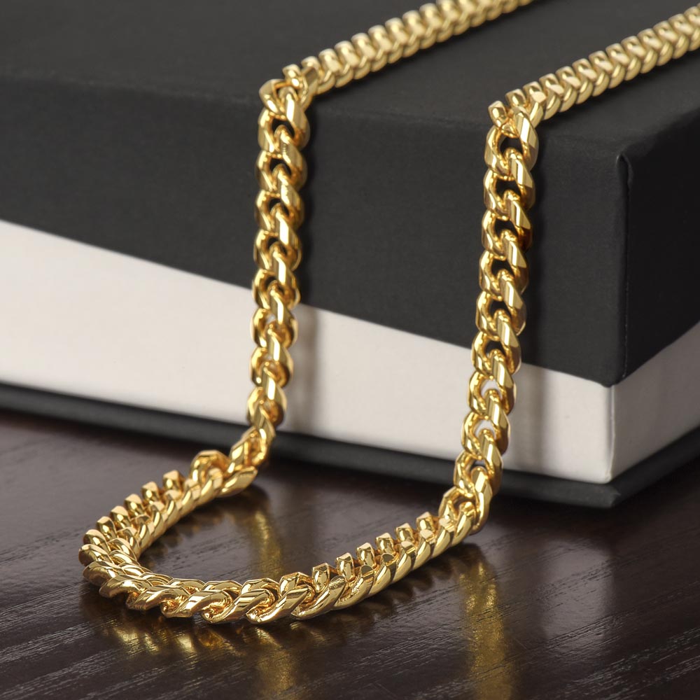 Cuban Link Chain in Polished Stainless Steel or 14K Yellow Gold