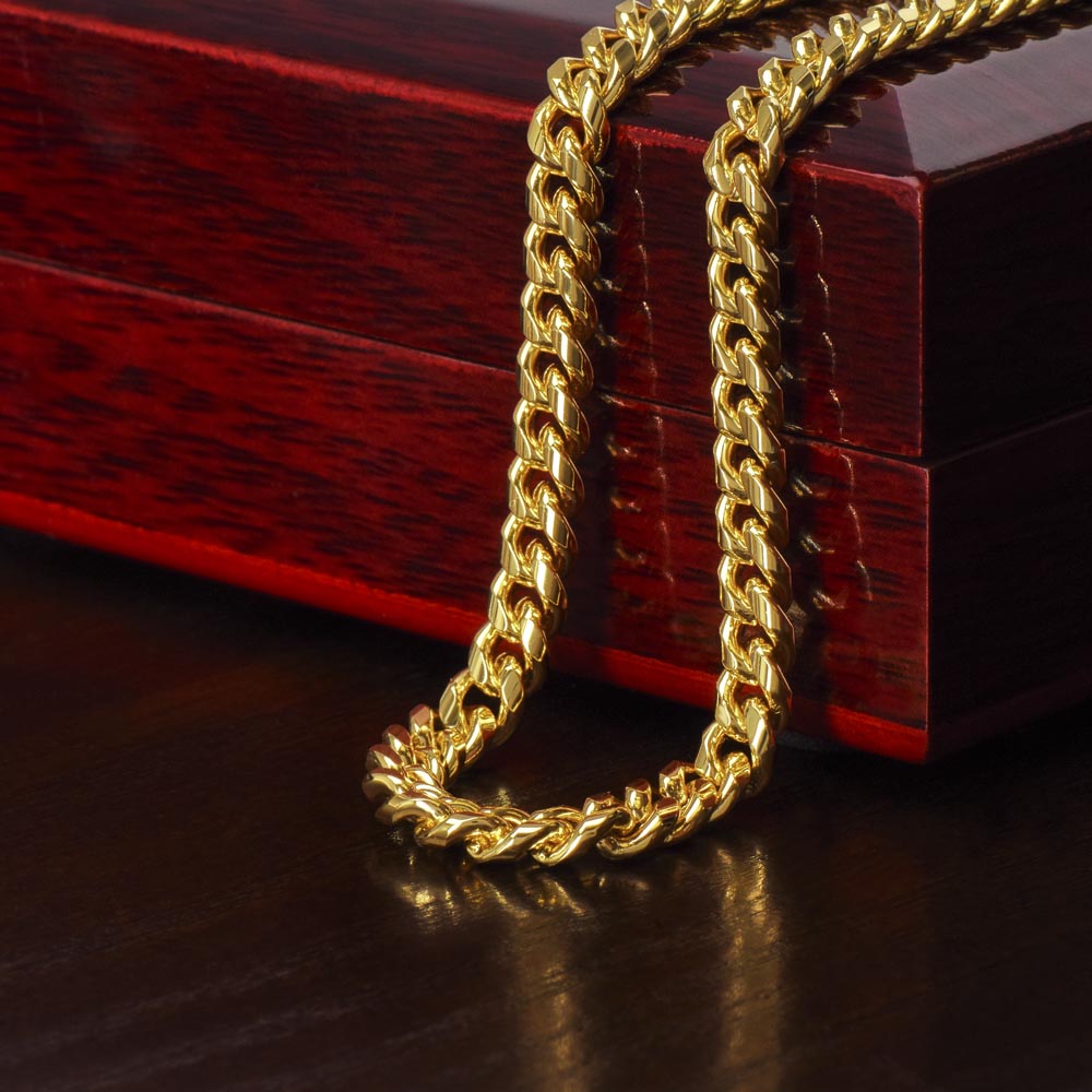 Cuban Link Chain in Polished Stainless Steel or 14K Yellow Gold