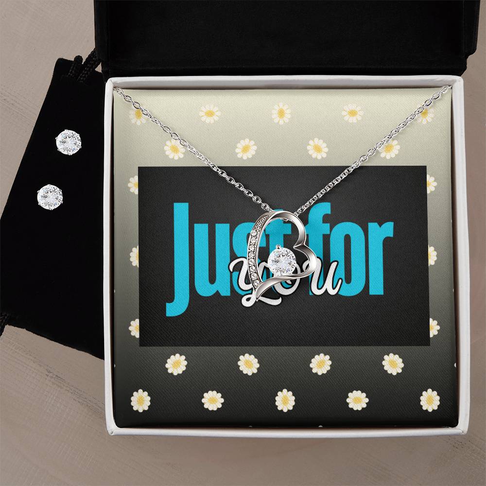 Forever Love 14K White Gold Necklace & Earring Set - Just For You