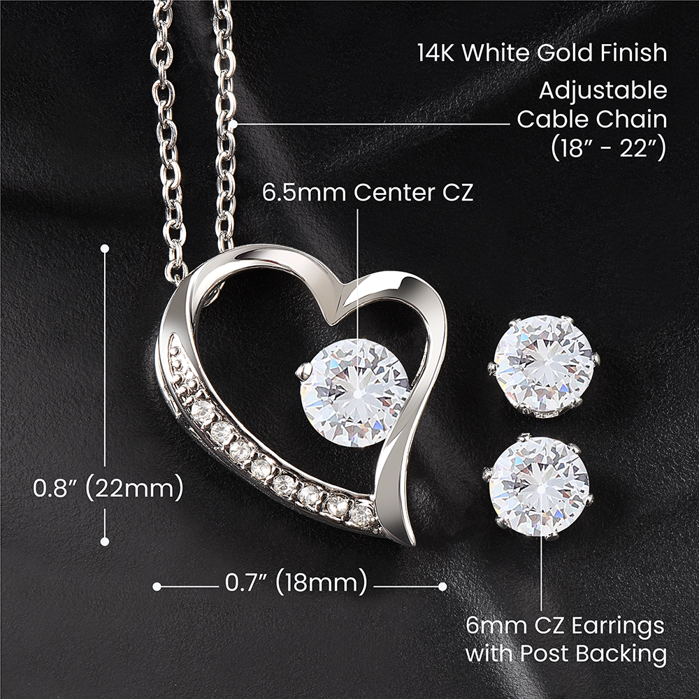 Forever Love 14K White Gold Necklace & Earring Set - Just For You