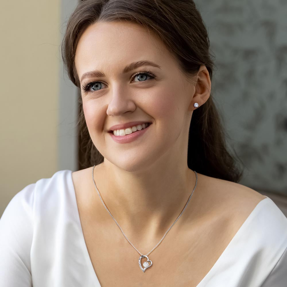 Forever Love 14K White Gold Necklace & Earring Set - Just For You