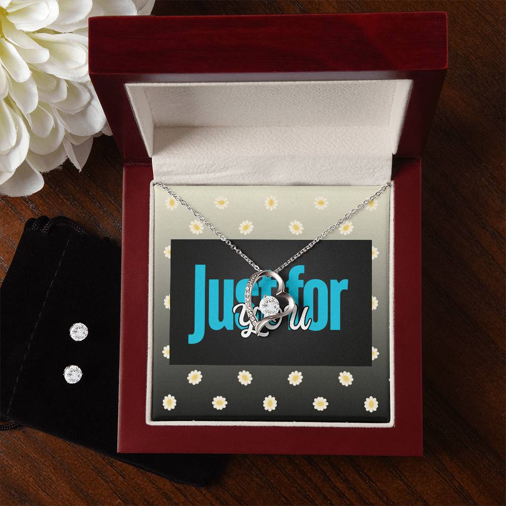 Forever Love 14K White Gold Necklace & Earring Set - Just For You