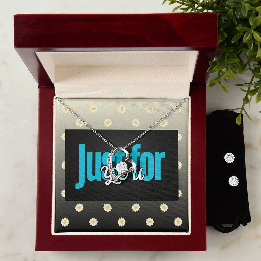 Forever Love 14K White Gold Necklace & Earring Set - Just For You