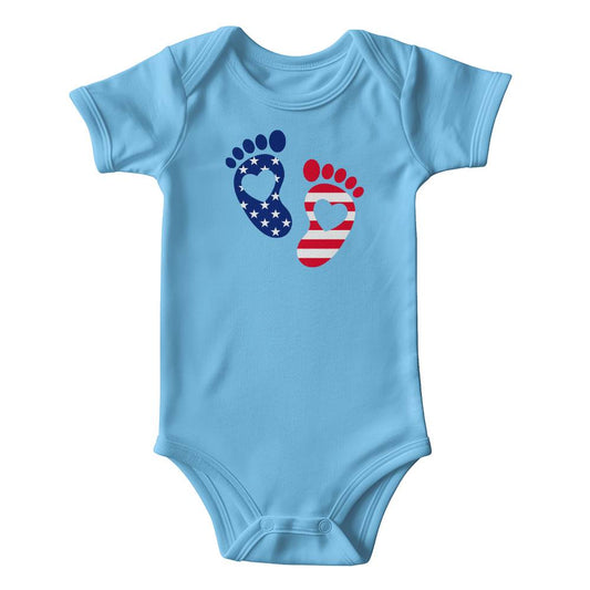 Baby's Patriotic Footprints 100% Cotton Gerber Onesie