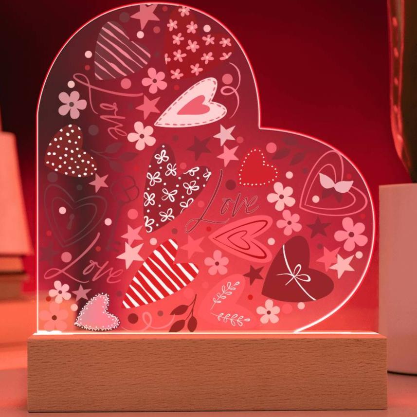 Heart of Love Acrylic Heart and Sweetest Devotion Flower Bouquet