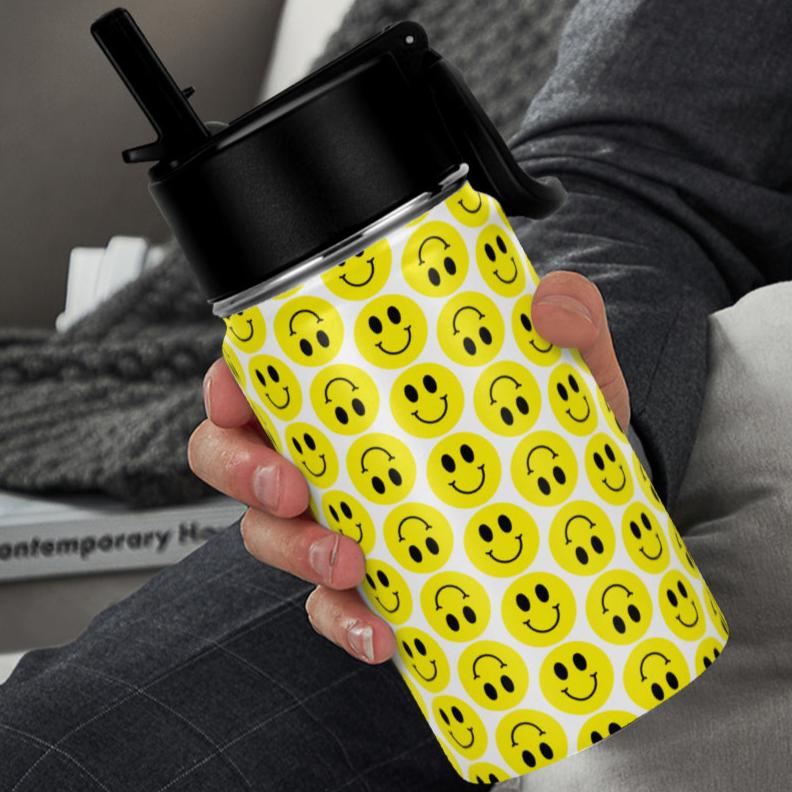 Smiley Face - Stainless Steel Water Bottle (350ml/12oz)