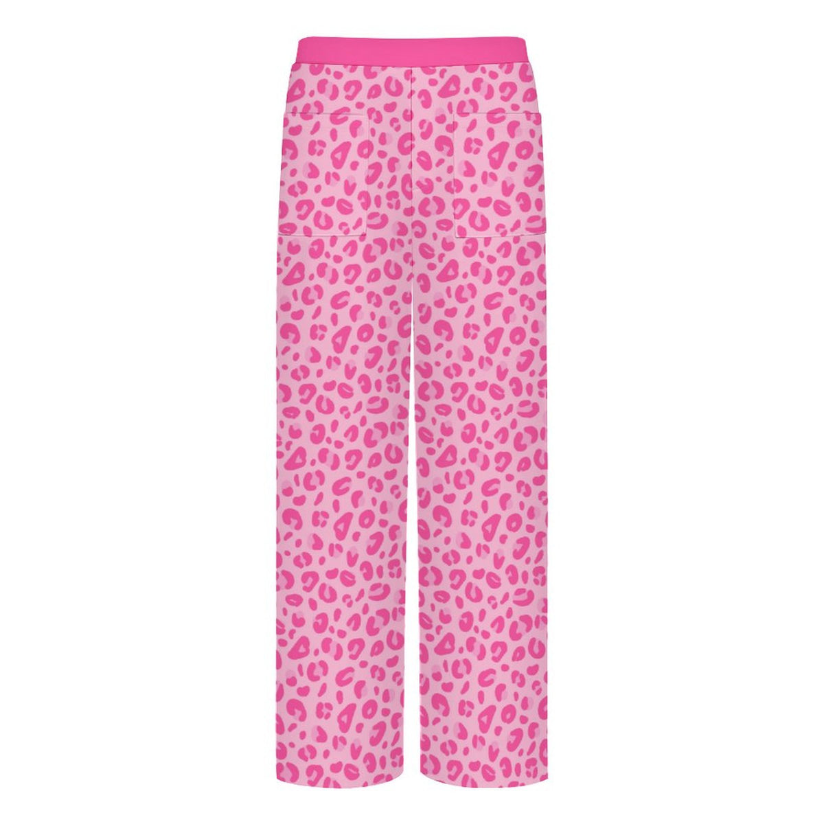 Pink Leopard Print | Women's Straight Wide-Leg Crop Pants