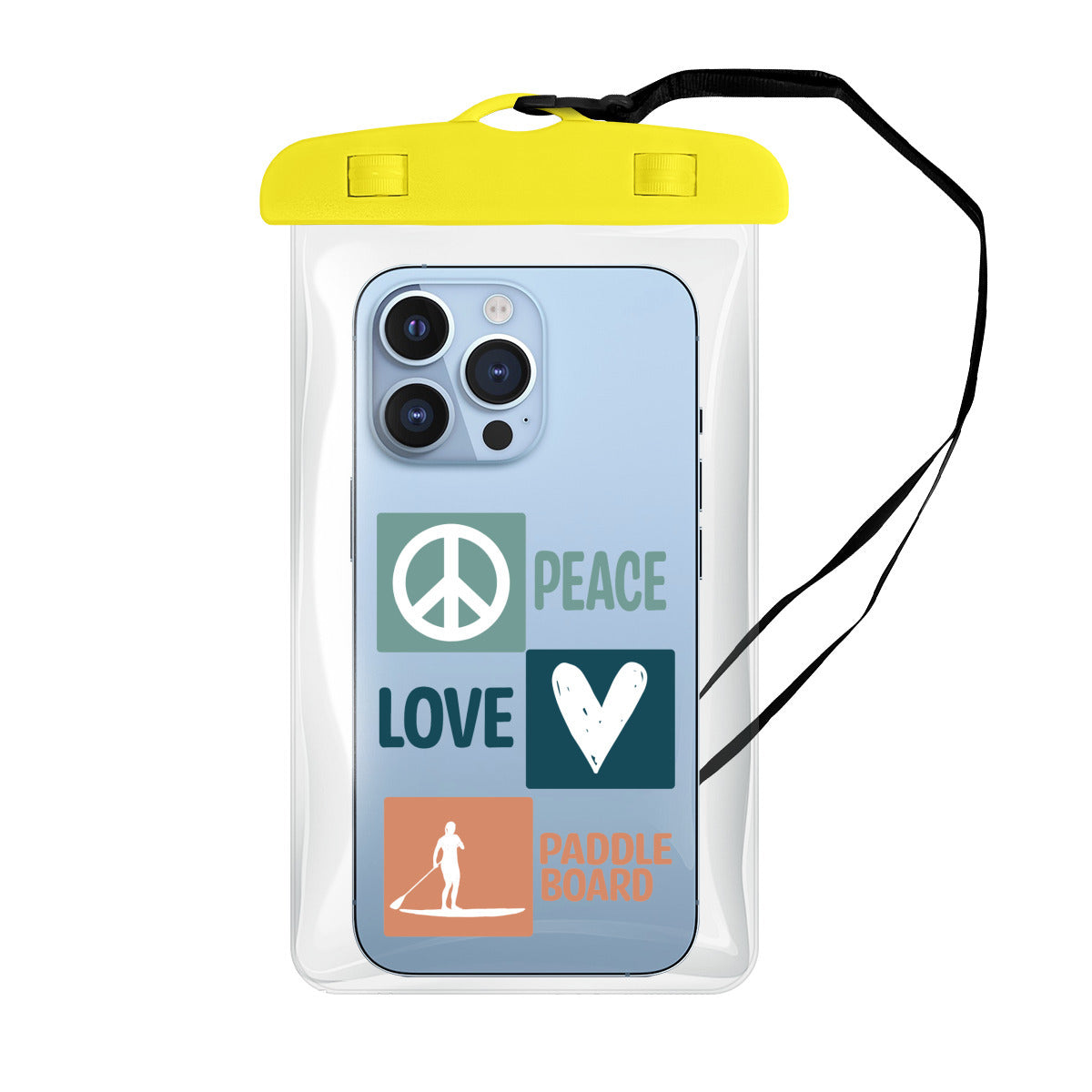 Peace Love Paddle Board - Clear Waterproof Phone Pouch Case | PVC