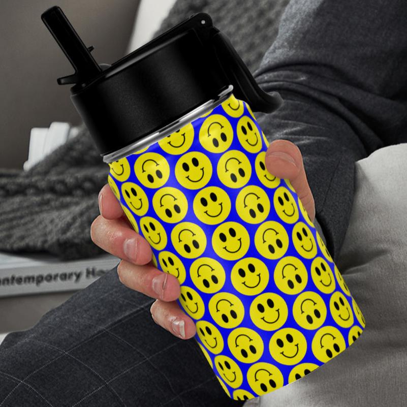 Smiley Face - Stainless Steel Water Bottle (350ml/12oz)