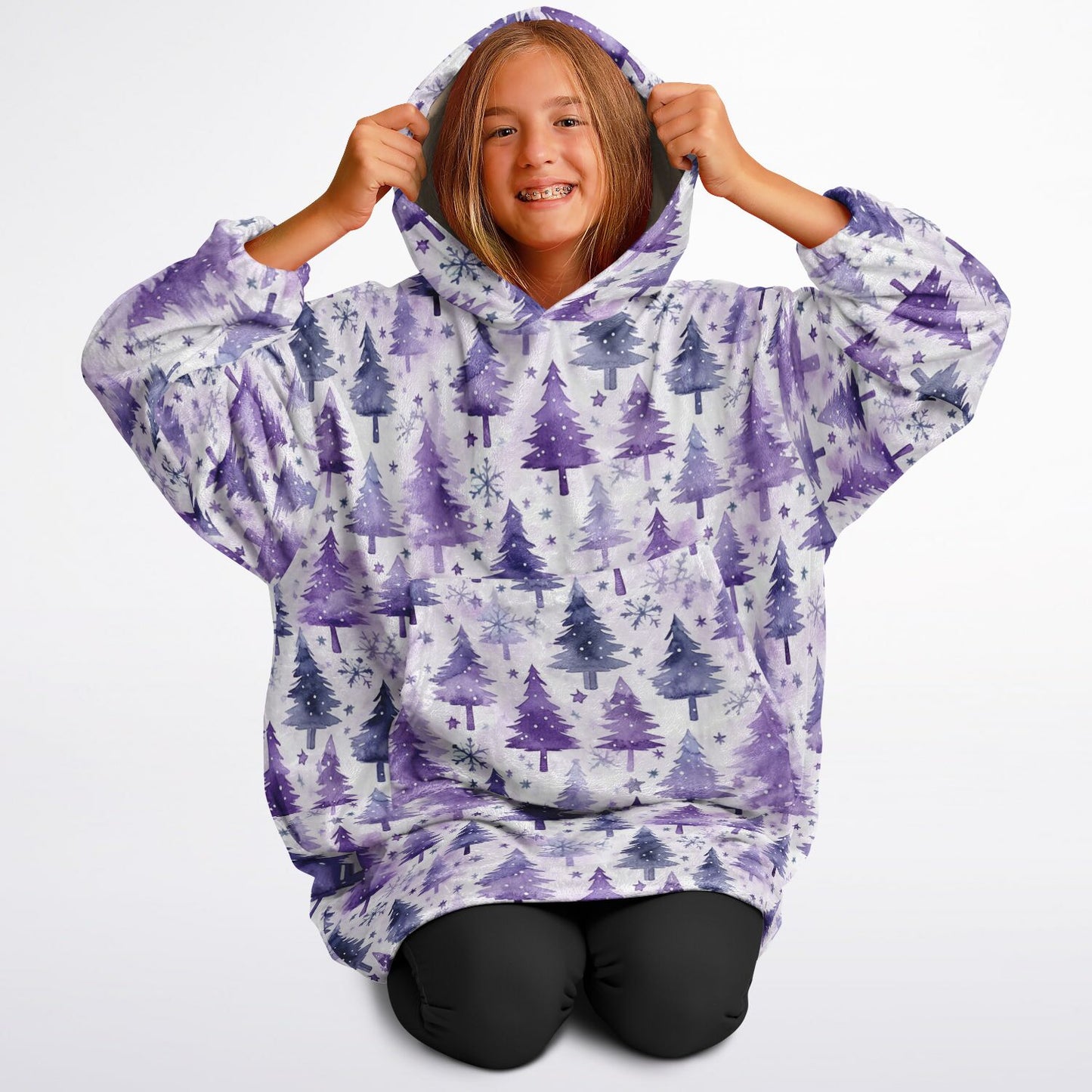 Purple Evergreen Christmas Trees Snug Hoodie