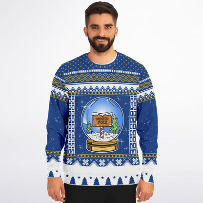 North Pole Snow Globe Ugly Christmas Sweater - Athletic Sweatshirt