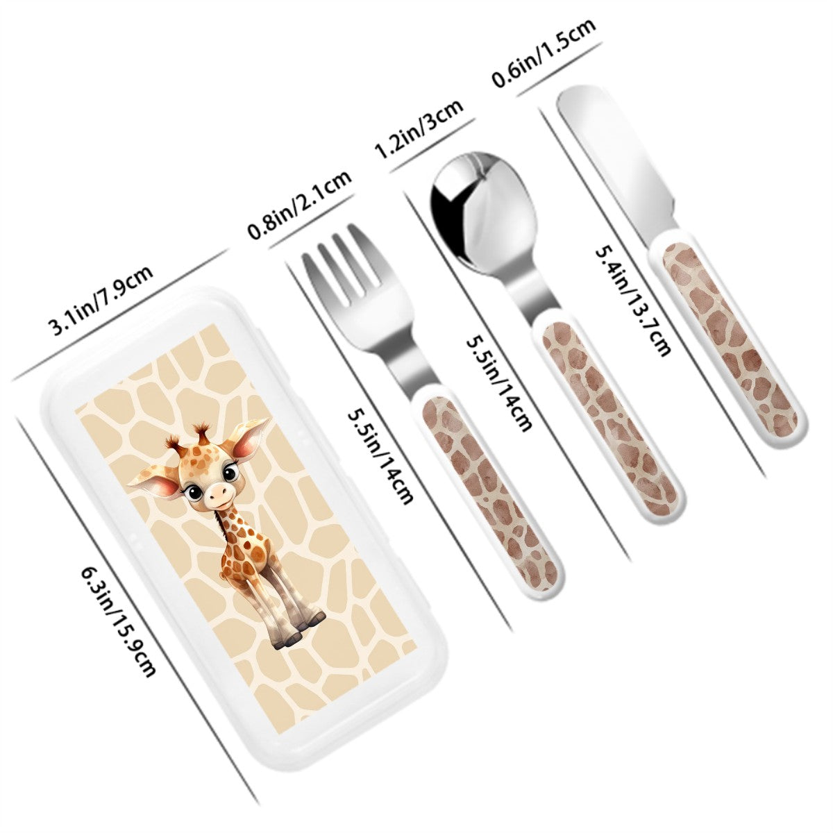 African Safari Children's Stainless Steel Cutlery Set – Safe, Durable, and Adorable