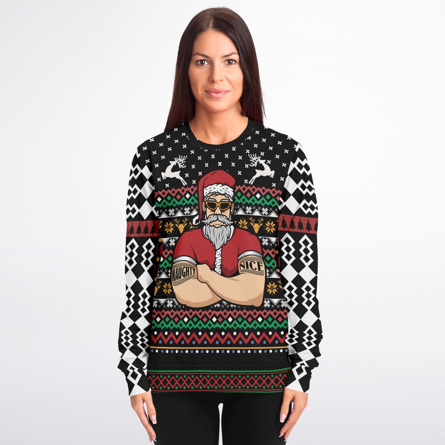 Santa's a Bouncer Ugly Sweater - Athletic Sweatshirt