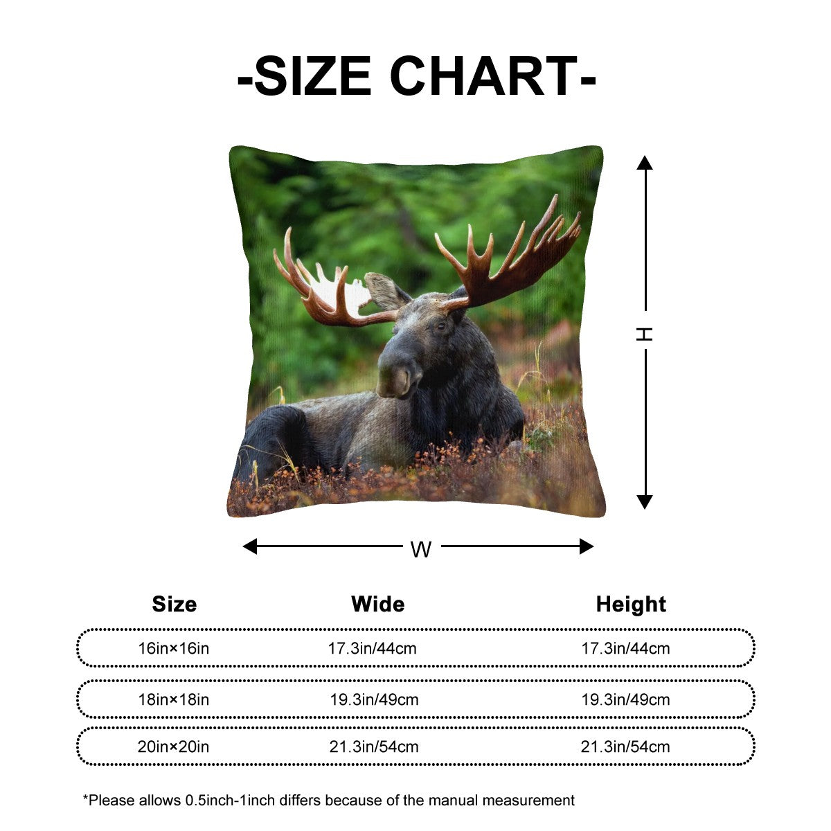 Majestic Moose - Corduroy Throw Pillow Covers with Core (Double-Sided Design)