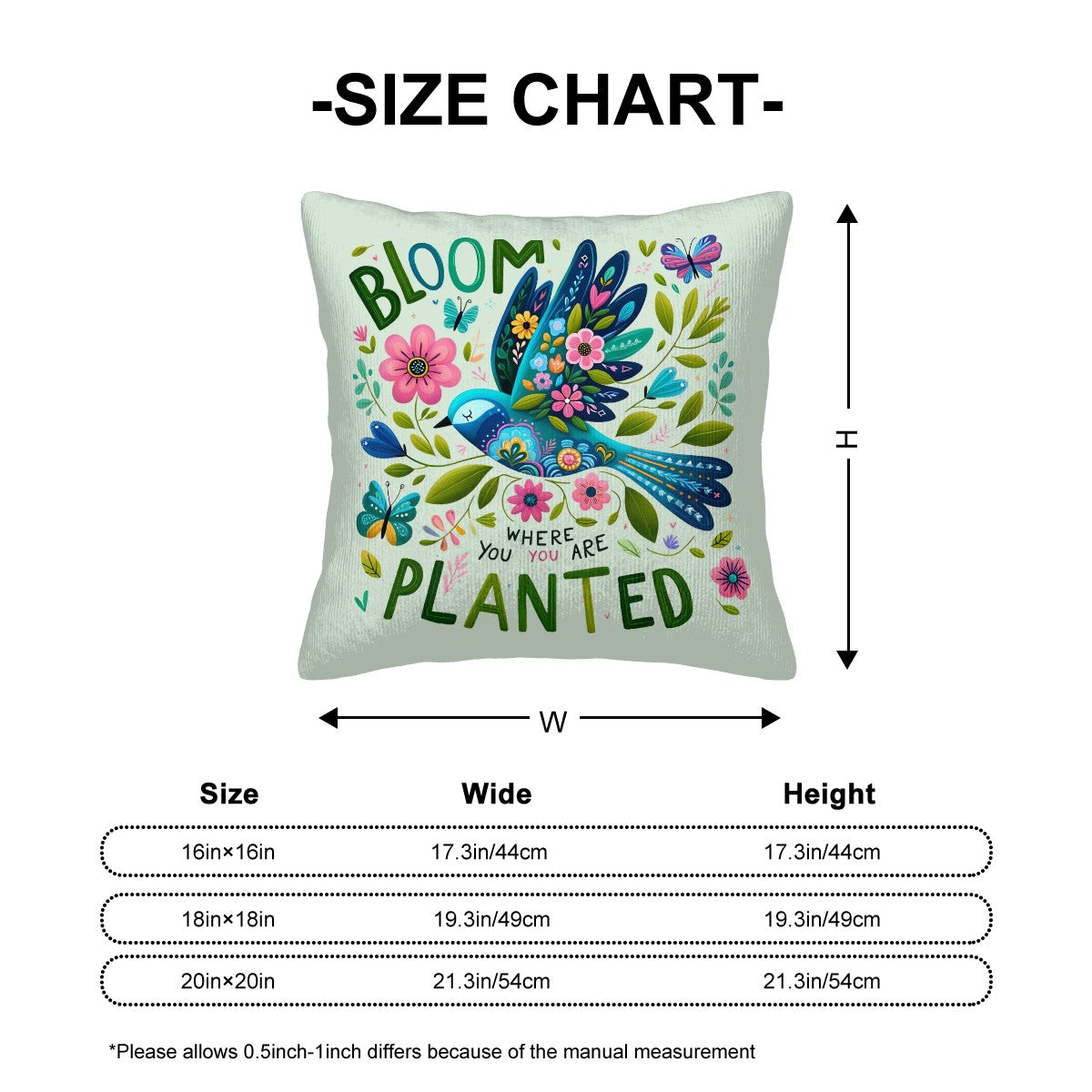 Bloom Where You Are Planted - Corduroy Throw Pillow Covers (Double-Sided Design)