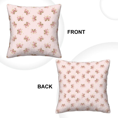 Coquette Pink Bows Corduroy Throw Pillow Covers (Double-Sided Design)