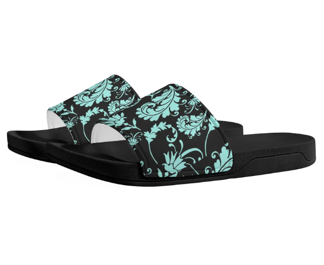 Black Soled Coloured Paisley - Women's Slide-On Sandals