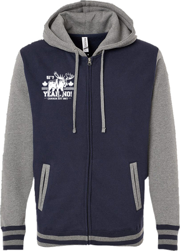 51st? Yeah No! | Unisex Varsity Zip Hoodie - Heavyweight Fleece, Full Zip Athletic Style