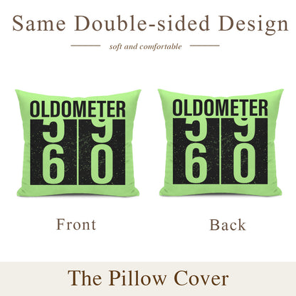 Double Sided Cushion Cover + Pillow Insert - Oldometer 59 Turning 60