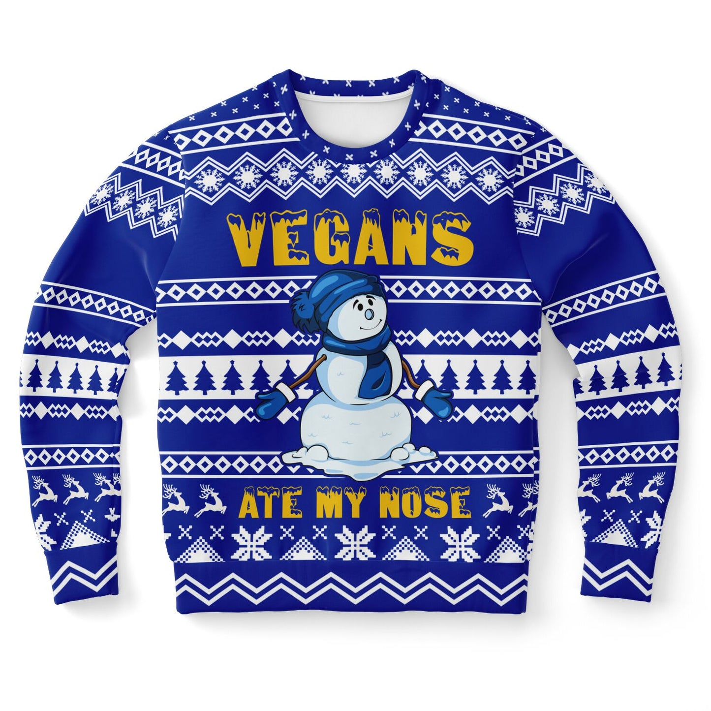 Snowman: Vegans Ate My Nose Ugly Christmas Sweater - Athletic Sweatshirt