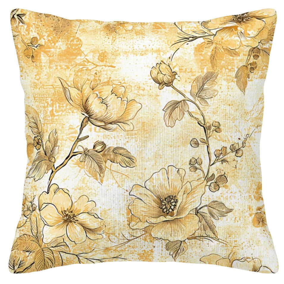 Vintage Flowers - Corduroy Throw Pillow Covers (Double-Sided Design)