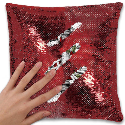 Candy Canes and Bones – Festive Goth Christmas Sequin Pillowcase – Soft, Durable, and Elegant Home Décor