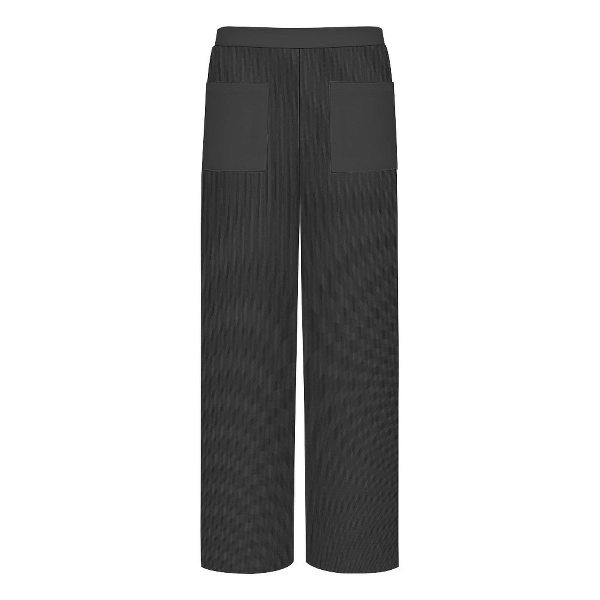 Charcoal Gray Faux Corduroy Wide-Leg Crop Pants for Women