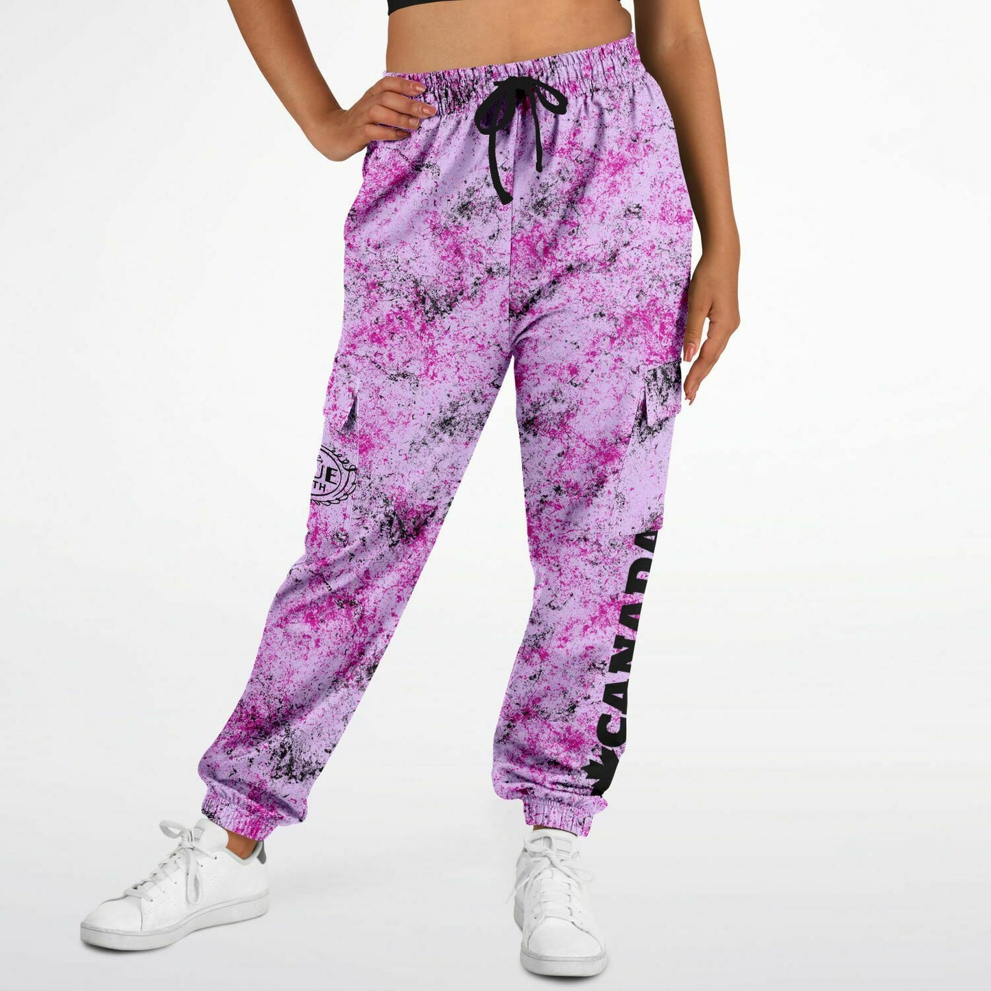 Pink & Black on Purple Canadian Grunge - Athletic Cargo Sweatpants