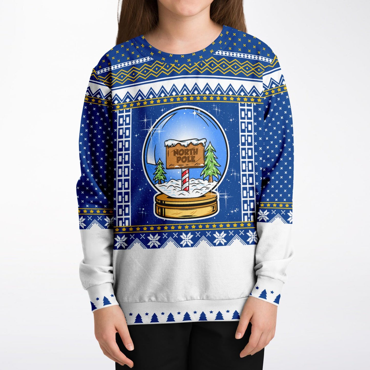 Christmas North Pole Globe Kids Athletic Long-Sleeved Top - Eco-Friendly & Dynamic