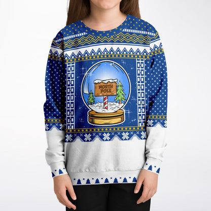 Christmas North Pole Globe Kids Athletic Long-Sleeved Top - Eco-Friendly & Dynamic