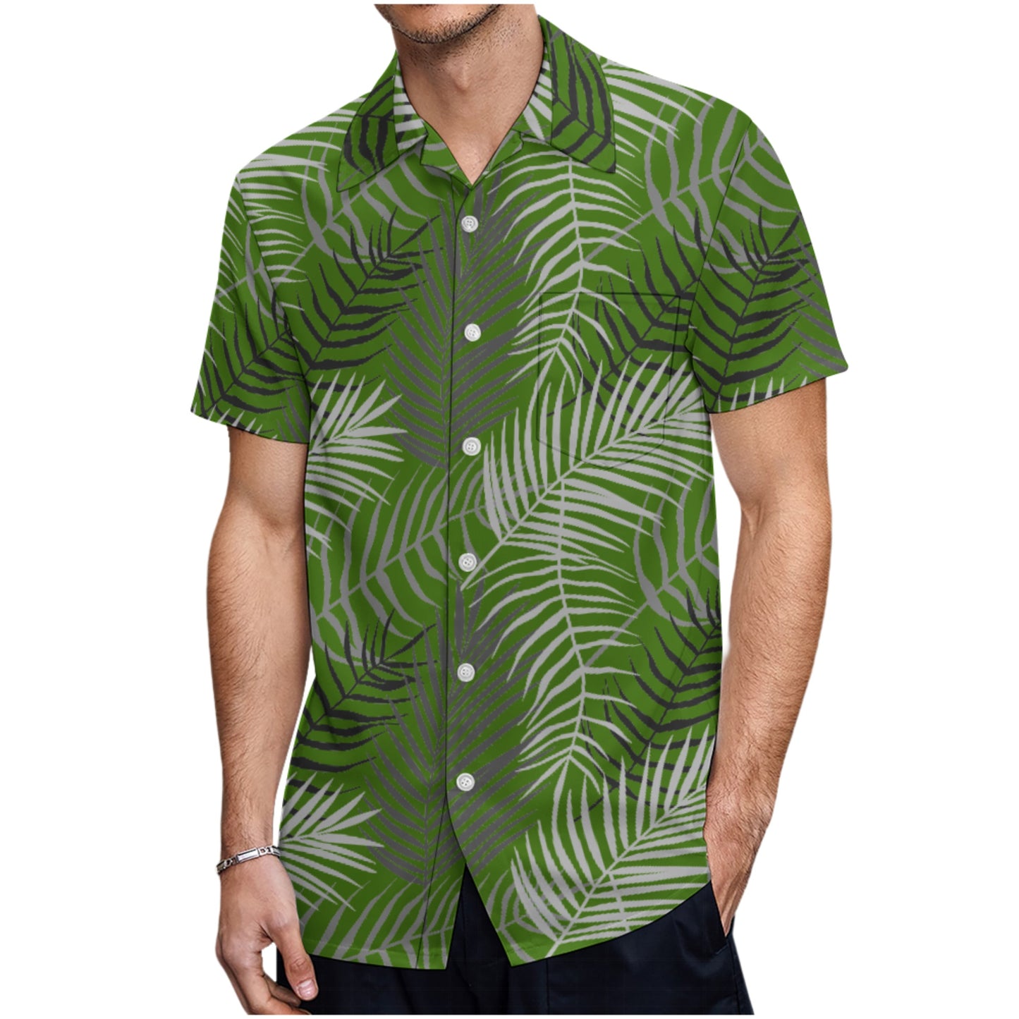 Tropical Fern Button Up Hawaiian Shirt - Perfect for your Summer Getaway!