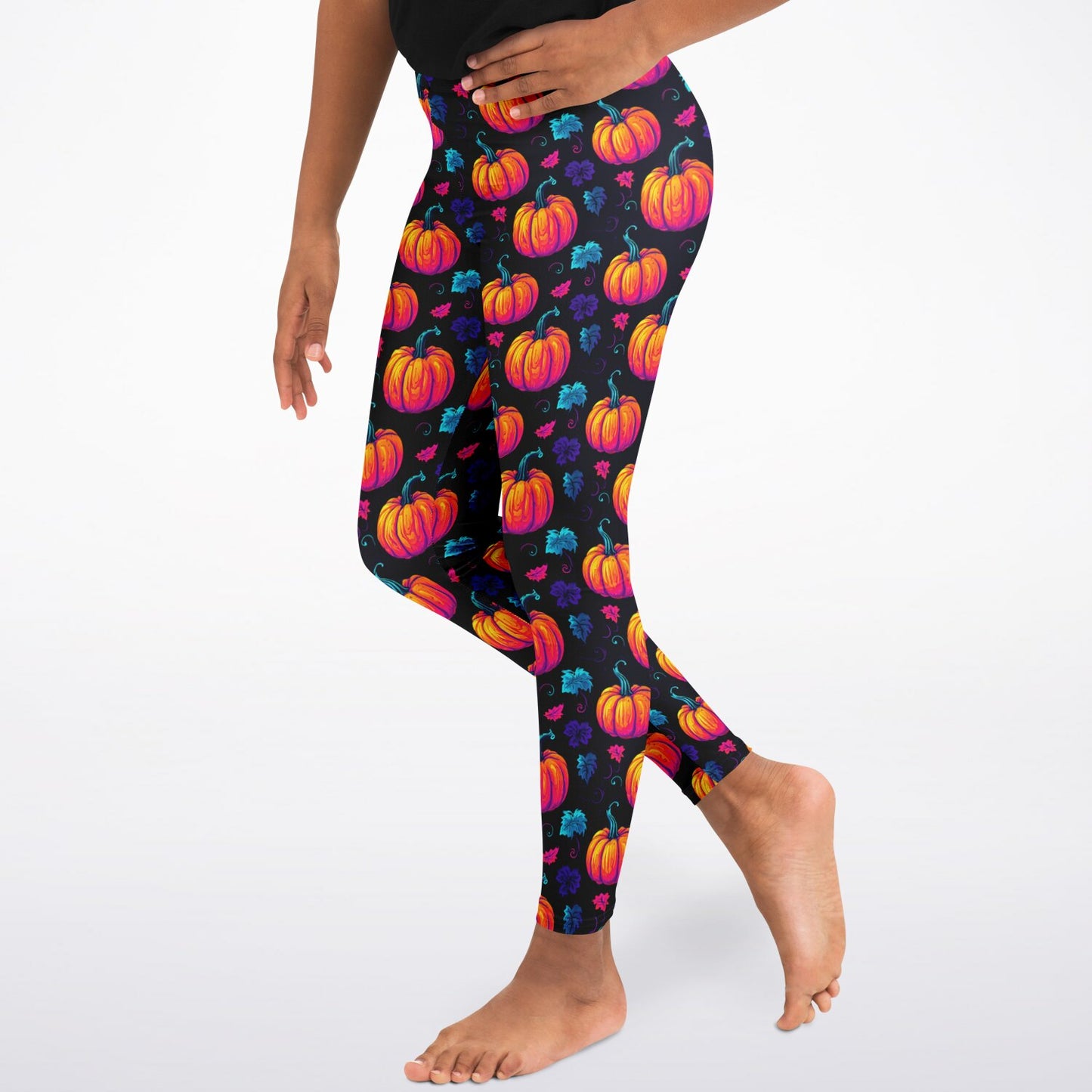 Neon Halloween Pumpkins | Kids’ Stretch Leggings - Soft, Durable & Perfect for Play