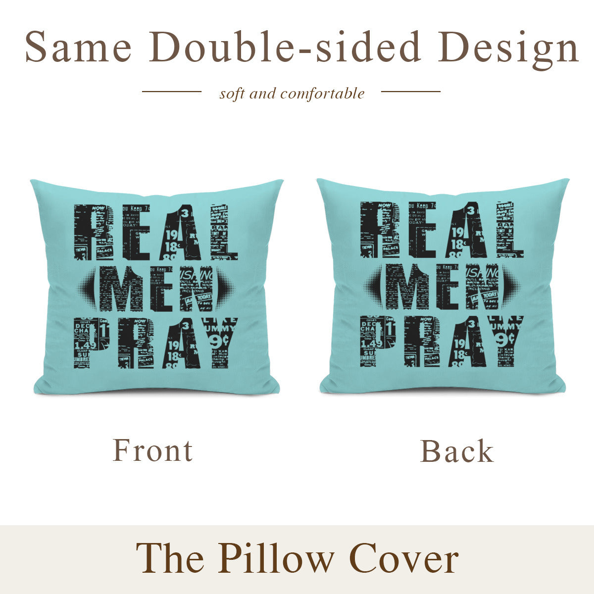 Cushion cover + pillow core (the same double-sided)｜Polyester - Real Men Pray - WHITE