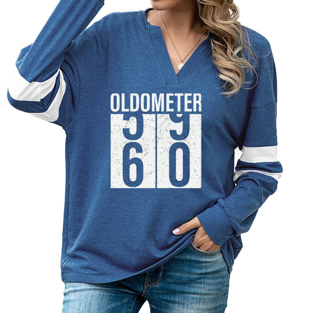 Oldometer 59->60 Fun Women's Casual Loose V-Neck Sweatshirt