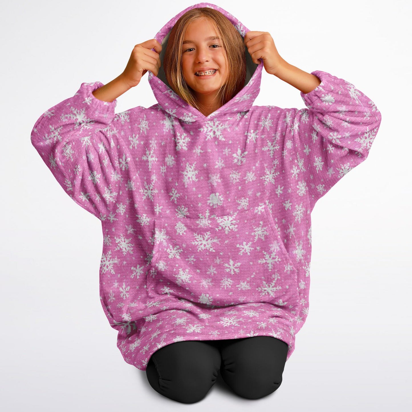 Pink Snowflake Winter Snug Hoodie