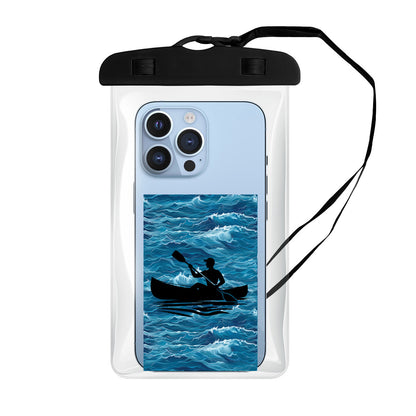 Person in a Canoe Silhouette - Clear Waterproof Phone Pouch Case | PVC