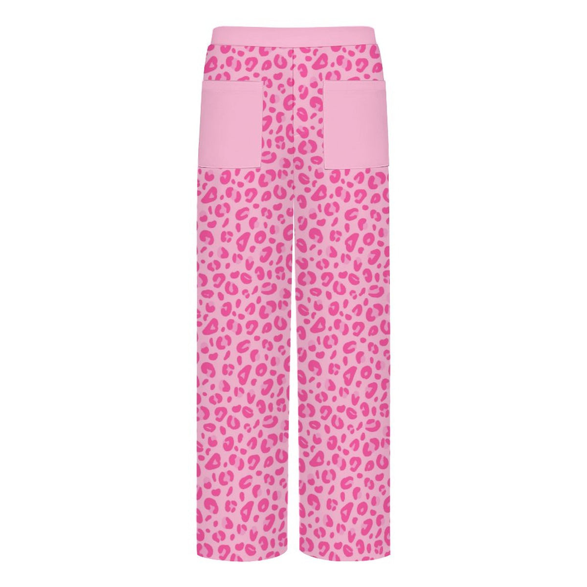 Pink Leopard Print | Women's Straight Wide-Leg Crop Pants