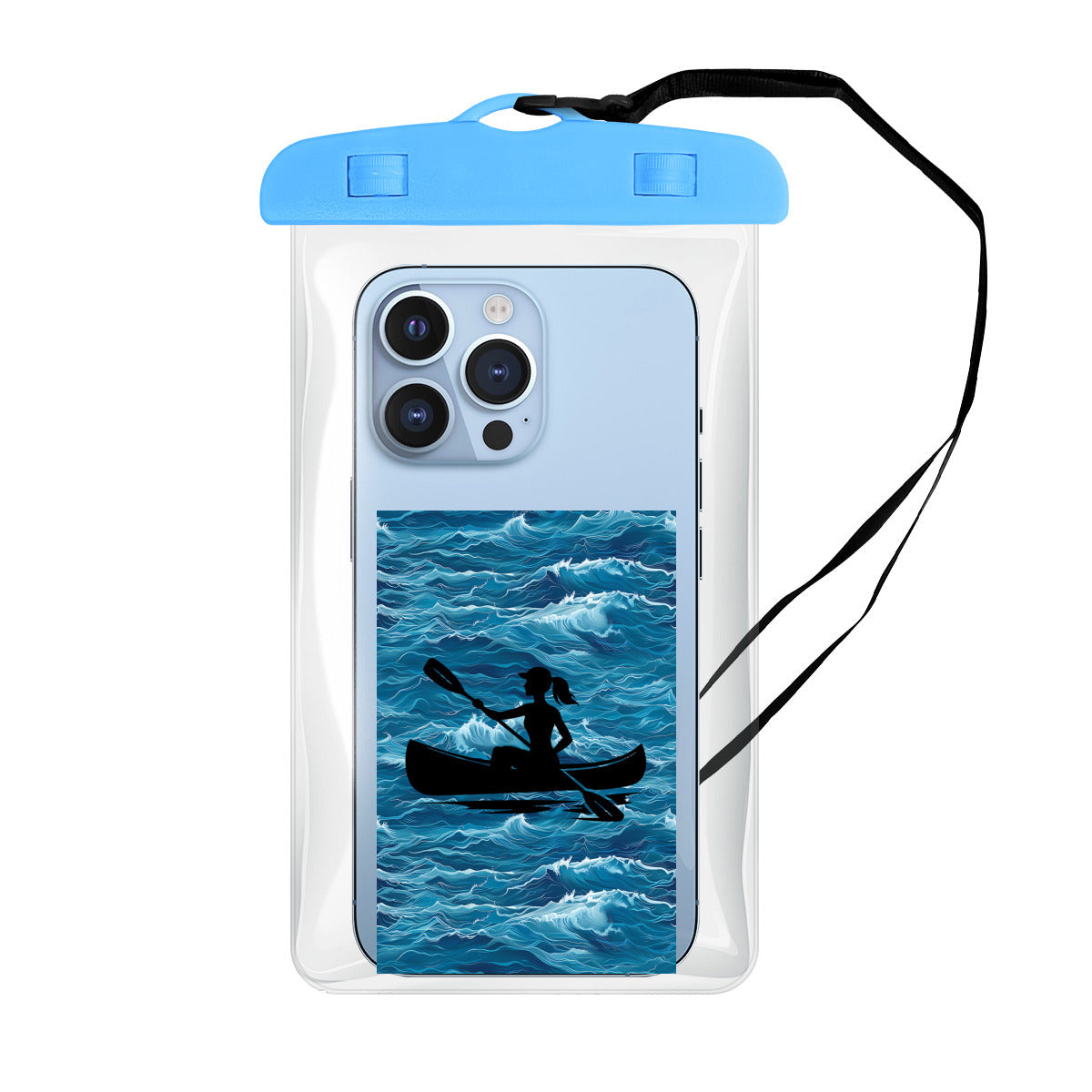 Person in a Canoe Silhouette - Clear Waterproof Phone Pouch Case | PVC