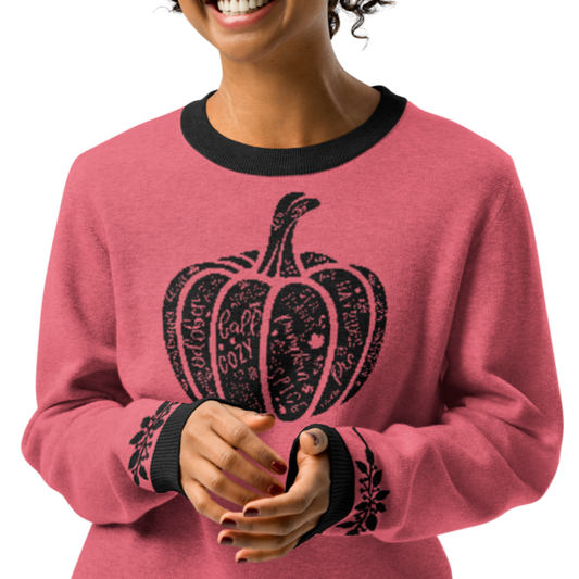 Pumpkin - FALL Knitted Crew Neck Sweater in Melon