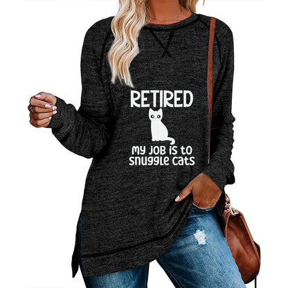 Retired - My Job is to Snuggle Cats - Women's Long Sleeve Raglan Sweater