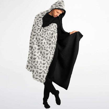 BOHO Simplicity - Leaves Hooded Blanket Micro Fleece - AOP