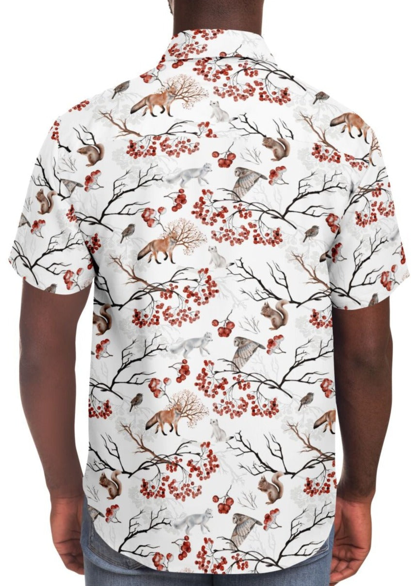 Winter Critters Short Sleeve Button Down Shirt