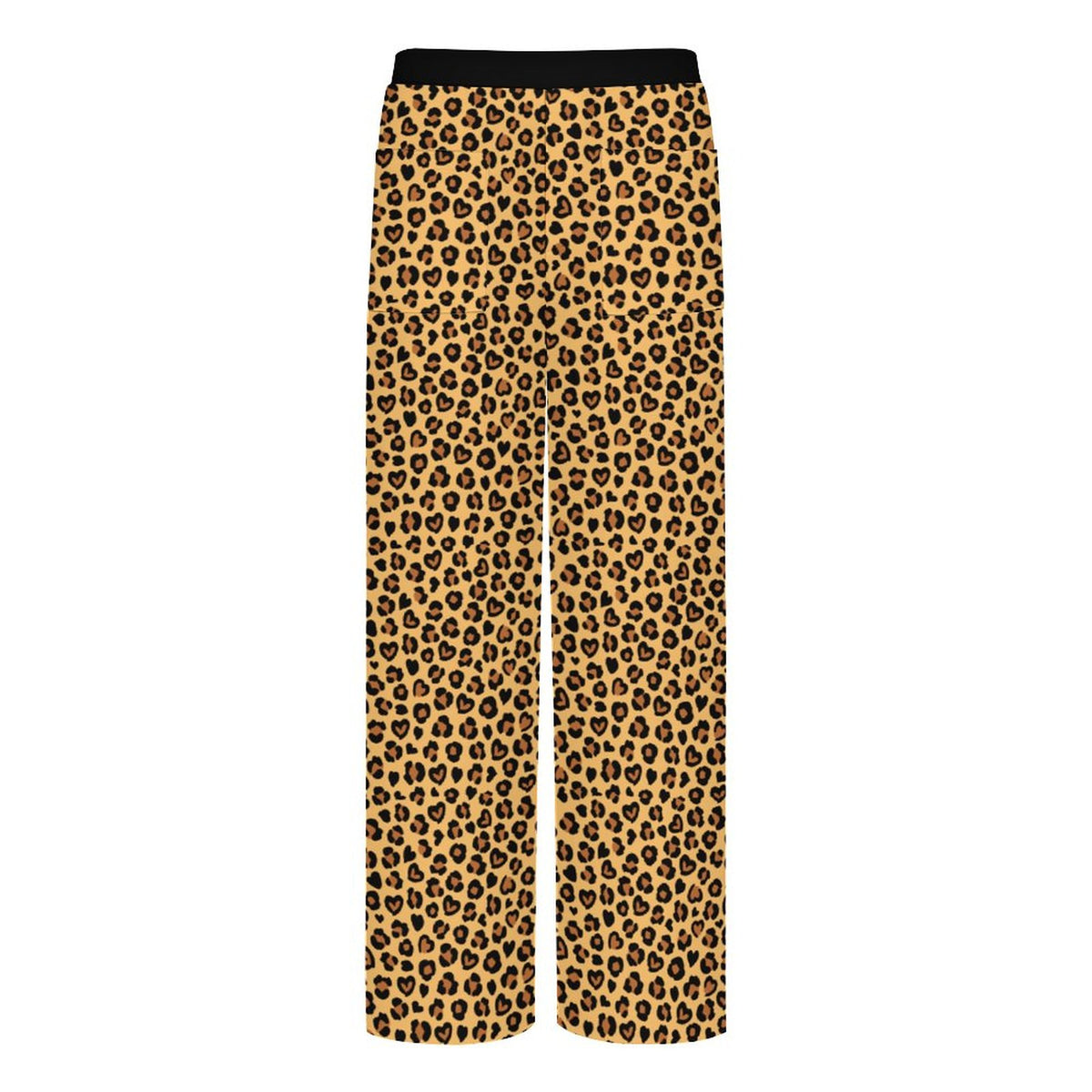Heart Leopard Print | Women's Straight Wide-Leg Crop Pants
